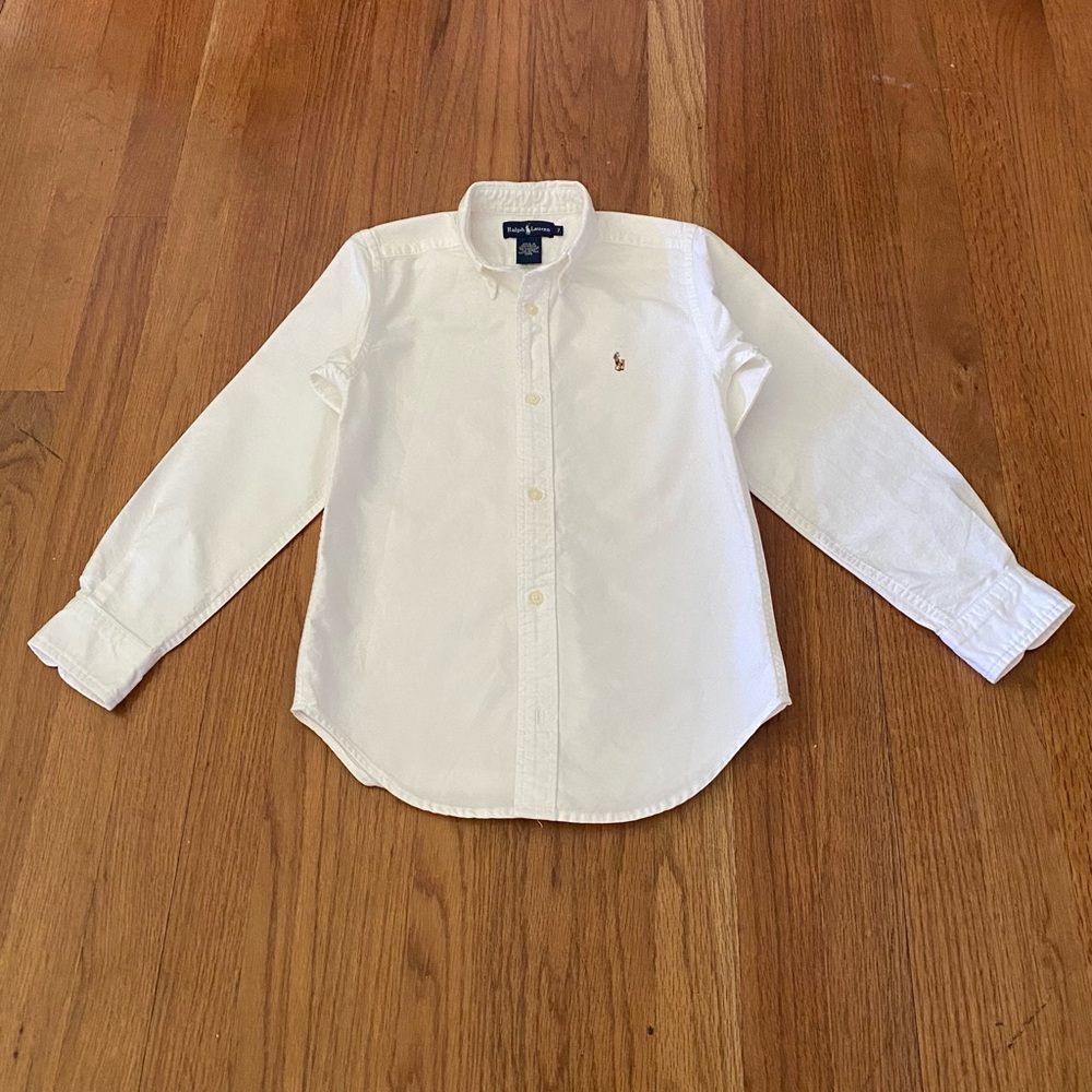 Ralph Lauren White Button Down Oxford Long Sleeve Shirt